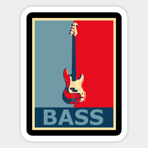 Red Blue Retro Low Poly Gift for Bass Player Sticker by jodotodesign